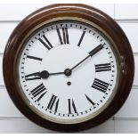 A late 19thC dial wall clock with platform escapement and 25cm painted Roman dial, with key