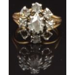 Georgian/ Victorian ring set with rose cut diamonds in a cluster, size K, 6g