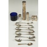 Georgian set of eight hallmarked silver teaspoons, London 1796, maker Samuel Godbehere & Edward