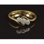 An 18ct gold ring set with diamonds in platinum setting, size N, 2.1g