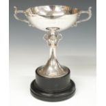 George V hallmarked silver twin handled trophy cup, Birmingham 1932, Collingwood & Sons Ltd, named