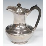 George V hallmarked silver hot water or similar jug, London 1925 maker Edward Barnard & Sons Ltd,