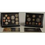 Royal Mint proof coin sets for 2009, includes Kew Gardens 50p, together with a 2008 old reverse set,