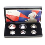 Royal Mint 2015 UK six coin silver proof Britannia set, cased with cetificate