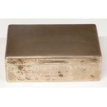 Hallmarked silver cigarette box with engine turned lid, Birmingham 1946, maker Dudley Russell