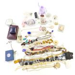 A collection of jewellery including earrings, brooches including agate, silver, necklaces, etc