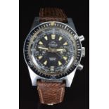 Mondaine gentleman's diver's chronograph wristwatch with date aperture, luminous hands and hour