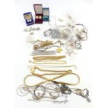 A collection of jewellery including paste/ diamanté necklaces, earrings, etc