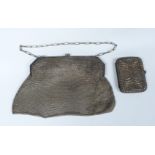 White metal or similar mesh bag, marked to inside Argentor, width 17.5cm and a white metal