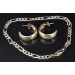 A yellow metal bracelet marked 333 (3.9g) and a pair of 9ct gold earrings, 0.9g