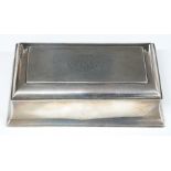 George V hallmarked silver cigarette box, Birmingham 1920, maker Henry Matthews, width 18.5cm