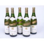 Five bottles of Vouvray French white wine, 75cl 12% vol