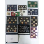 Royal Mint UK proof coin sets 1987, 1991 and 1992 in deluxe cases, together with 1970 and two 1971