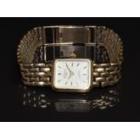 Rotary 9ct gold ladies wristwatch with gold hands, hour markers and dial and quartz moevement, on