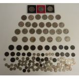 Quantity of Georgian coinage with some modern crowns, silver sixpences etc