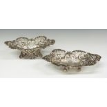 Two Victorian hallmarked silver pierced and embossed bonbon dishes, one London 1891 the other