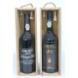 Croft 1977 vintage port 75cl 21% vol and a bottle of Croft 10 year aged in wood 75cl 20% vol, both