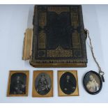 Three 19thC daguerreotypes or similar early photographs, two with Cheltenham labels verso, a