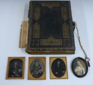 Three 19thC daguerreotypes or similar early photographs, two with Cheltenham labels verso, a