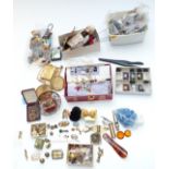 A collection of costume jewellery including cufflinks, beads, earrings, silver pendants etc