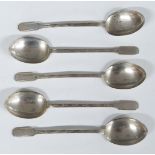 George V set of five Mappin & Webb spoons, Sheffield 1917, length 11cm, weight 42g