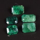 Five loose emerald cut emeralds, total approximately 5.5ct