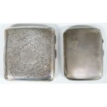 Two hallmarked silver cigarette cases, one Victorian with engraved scrolling decoration,