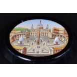 Victorian micro mosaic set into an onyx plaque, 3 x 2.5cm