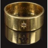 An 18ct gold ring set with a diamond in a star setting, size Z, 14.2g