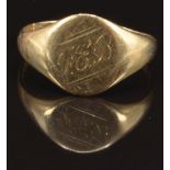 A 9ct gold signet ring, size M, 1.9g