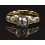 Victorian 18ct gold ring set with an old cut diamond of approximately 0.4ct and with further