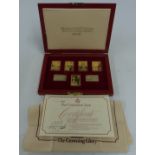Hallmark Replicas gold plated silver Coronation issue stamp set in wooden case, with certificate