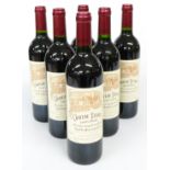 Six bottles of Chateau-Belair 2000 Saint Emilion Grand Cru red wine 75cl 12.5% vol. This lot has