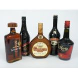 Five assorted bottles of liqueurs including Amaretto 70cl 22% vol, Baileys Irish Cream 700ml 17%