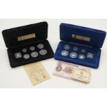 Pobjoy Mint two silver proof Isle of Man coin sets, 1977 and 1978, both in plush case with