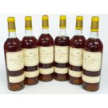 Six bottles of Chateau d'Yquem Sauternes 1975, 75cl