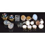 A collection of Victorian buttons including three matching examples set with chalcedony, agate set