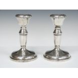 Pair of modern hallmarked silver candlesticks, Birmingham 1961, maker W I Broadway & Co, height