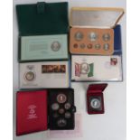 Six coin packs including Canada coin set, cased with certificate, 1977 Cook Islands set, cased