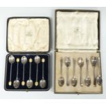 Cased set of six Mappin & Webb hallmarked silver teaspoons and a cased set of hallmarked silver