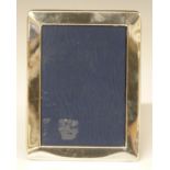 Modern hallmarked silver photograph frame with blue velvet easel back, height 16cm
