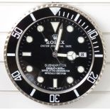 Rolex Oyster Perpetual Date Submariner dealer's shop display or advertising wall clock with date