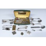 Costume jewellery, silver plated ware and collectables to include two retractable pencils
