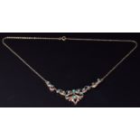 A 9ct gold necklace set with turquoise, 5.5g, length 40cm