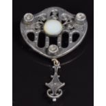 Arts & Crafts white metal brooch