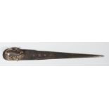 Scottish feature hallmarked novelty letter opener or paper knife with pig to top by Links of London,
