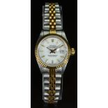 Rolex Oyster Perpetual Datejust ladies wristwatch ref. 69173 with date aperture, white dial, gold