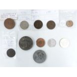 Two mis-struck decimal coins comprising a 10p and a 2p, together with sundry coins including