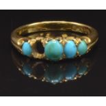 Victorian 18ct gold ring set with turquoise, London 1865, size N, 3.3g