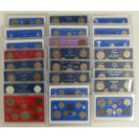 Twenty-one UK coin sets 1947-1967, mostly complete, together with three further sets 1968, 1969
